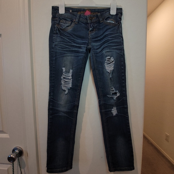 Almost Famous Denim - Almost Famous Blue Skinny Jeans with Vintage Distressing
